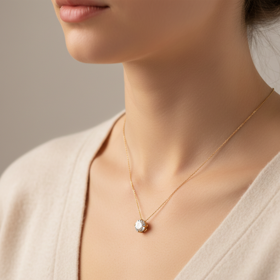 Round shape solitaire pendant