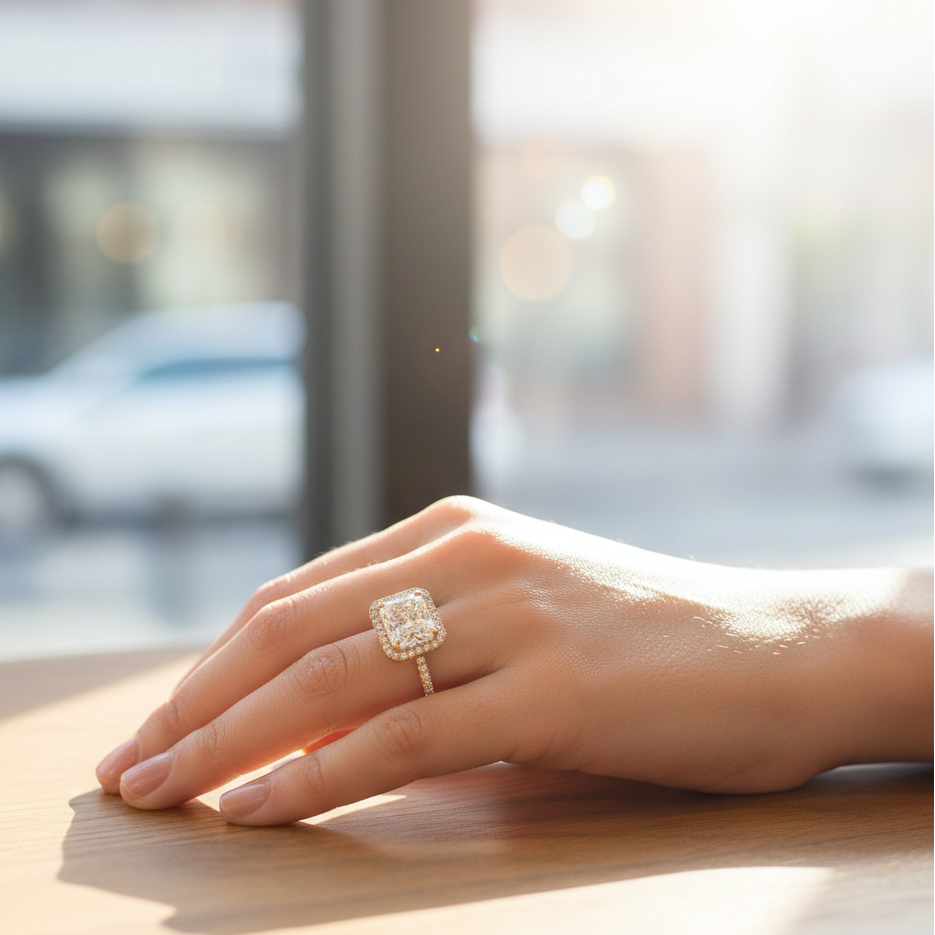 Asscher Halo Pavé Ring