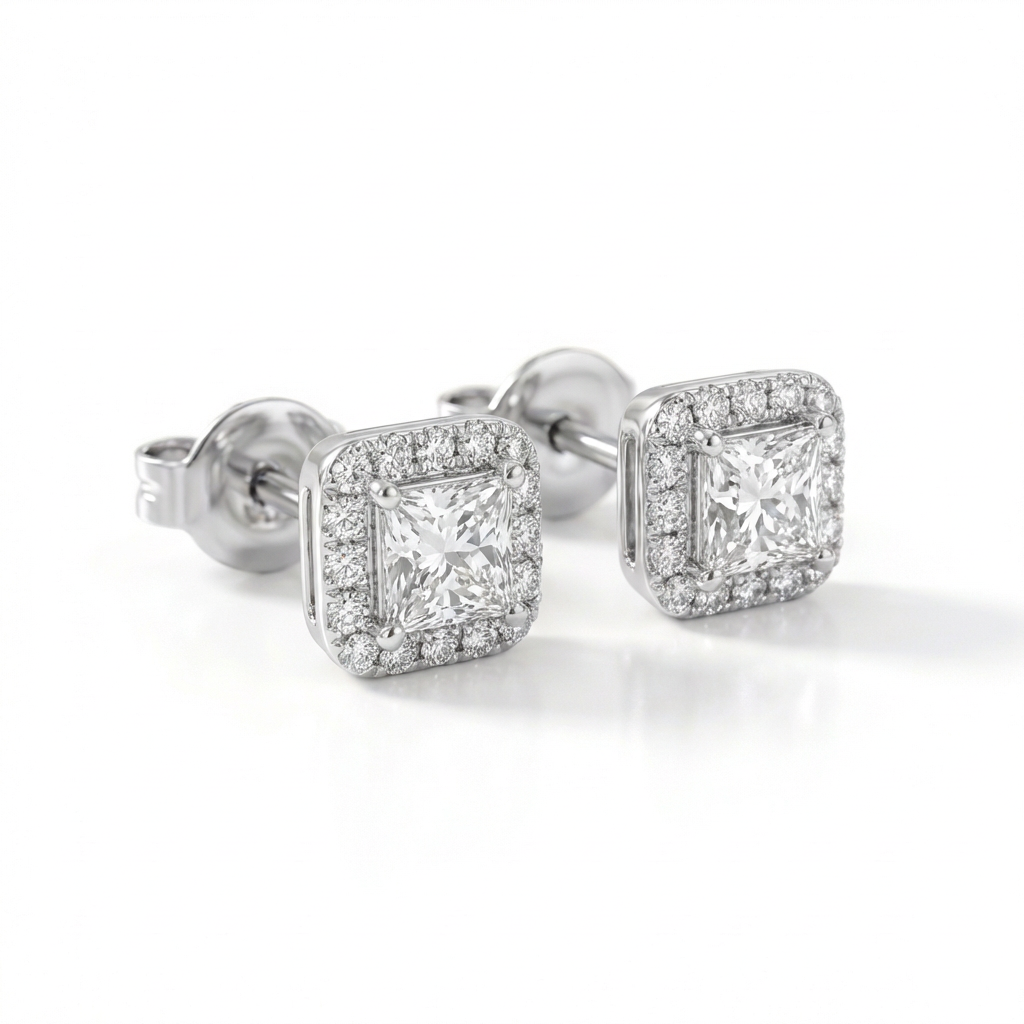 Princess halo earrings