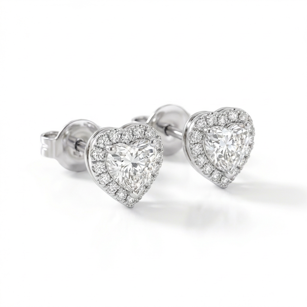 Heart halo earrings