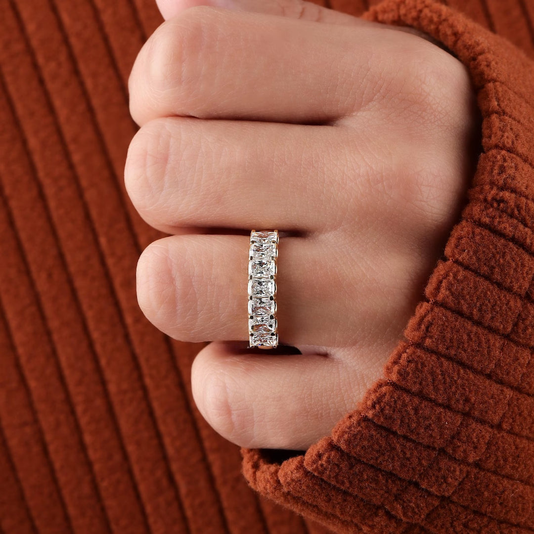 Radiant half eternity ring