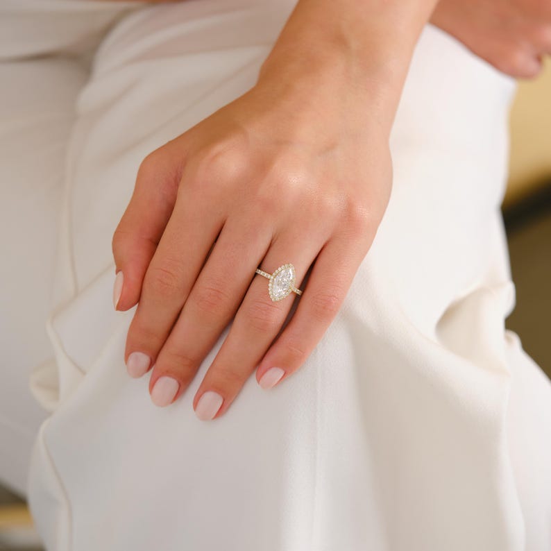 Marquise Halo Pavé Ring