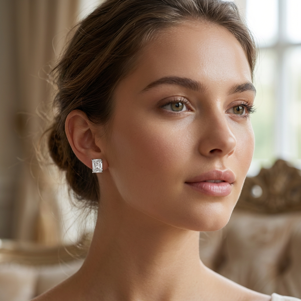 Radiant cut earrings