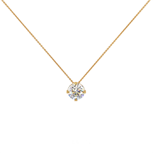 Round solitaire diamond pendant on a fine gold chain