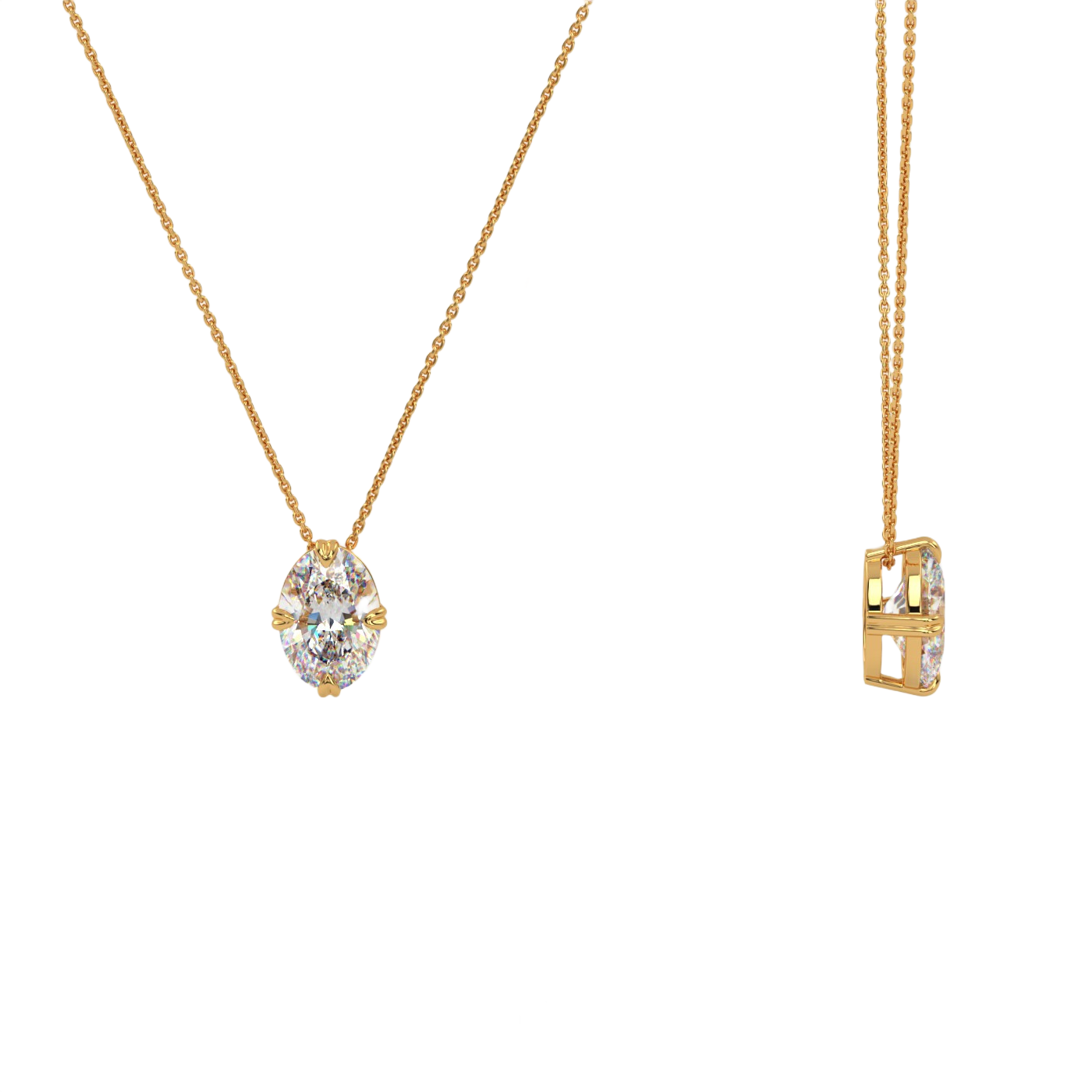 Oval Cut Solitaire Diamond Pendant