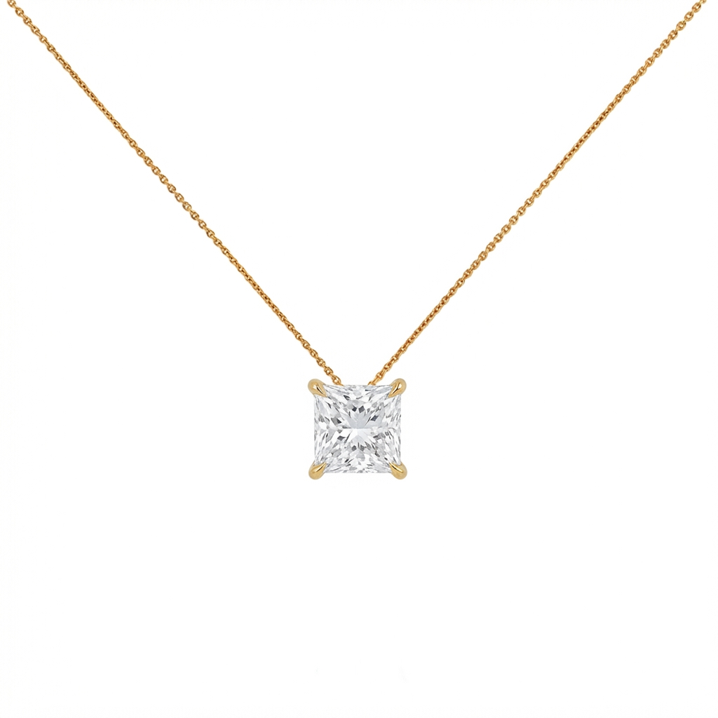 Princess shape solitaire pendant