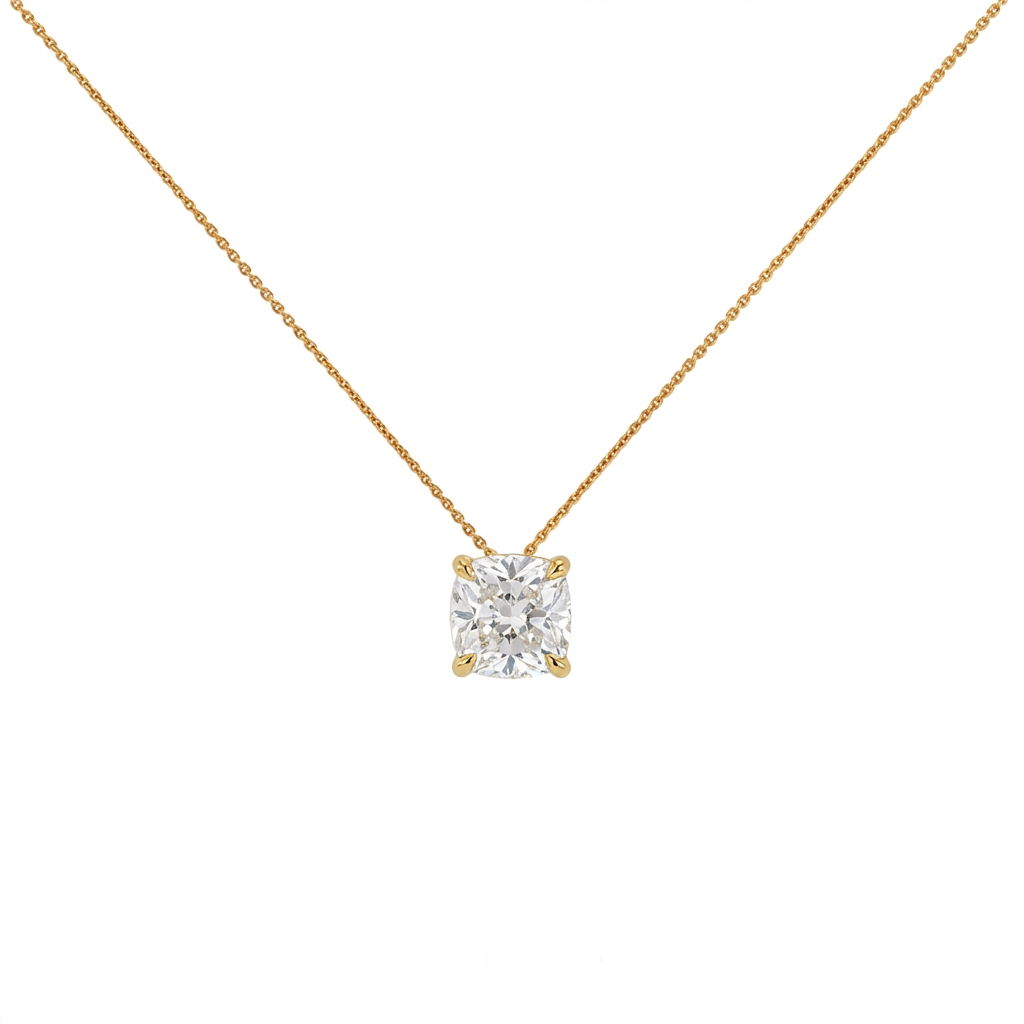 Cushion shape solitaire pendant