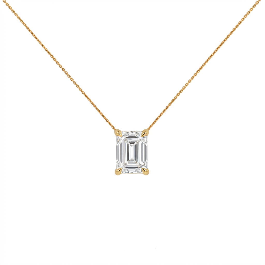 Emerald shape solitaire pendant