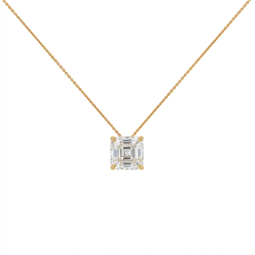 Asscher shape solitaire pendant