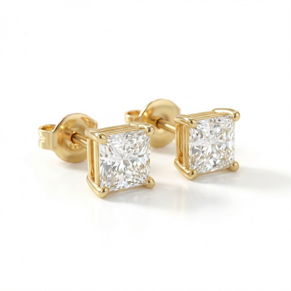 Princess cut earrings