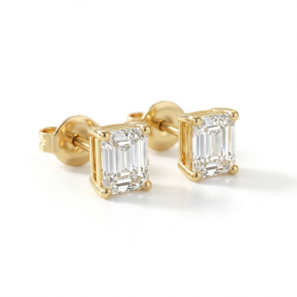 Emerald cut earrings