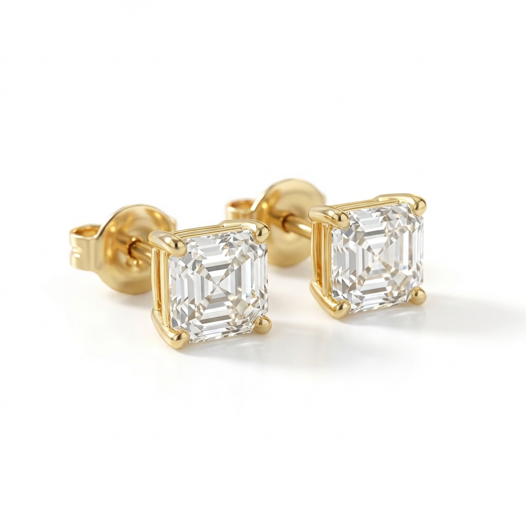 Asscher cut earrings