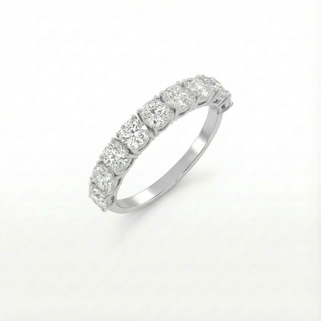 Cushion half eternity ring
