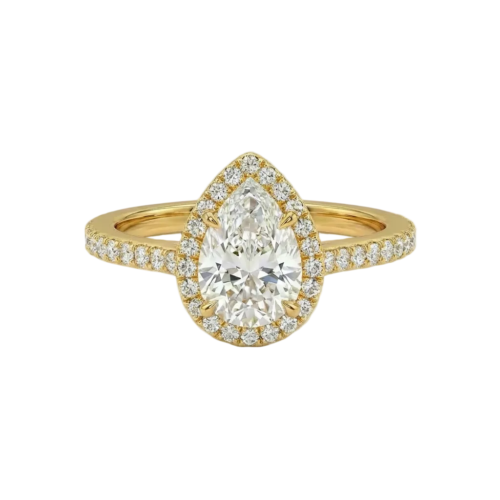 Pear Halo Pavé Ring