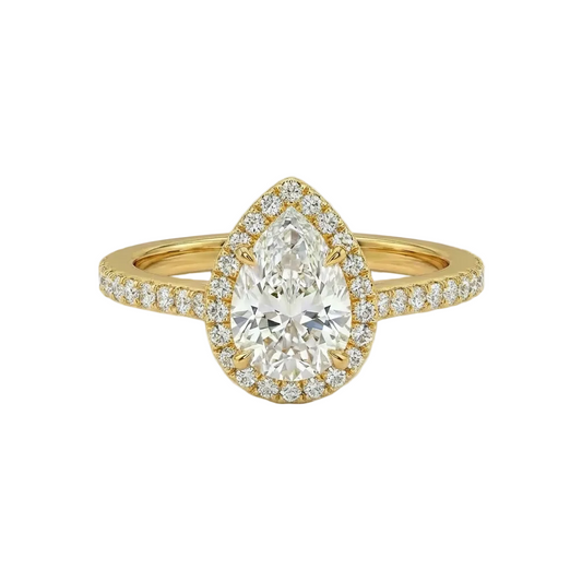 Pear Halo Pavé Ring
