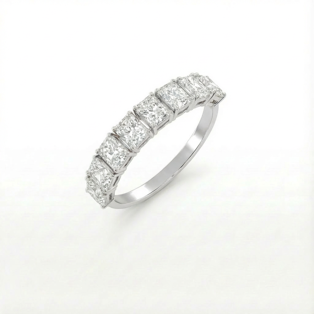 Radiant half eternity ring
