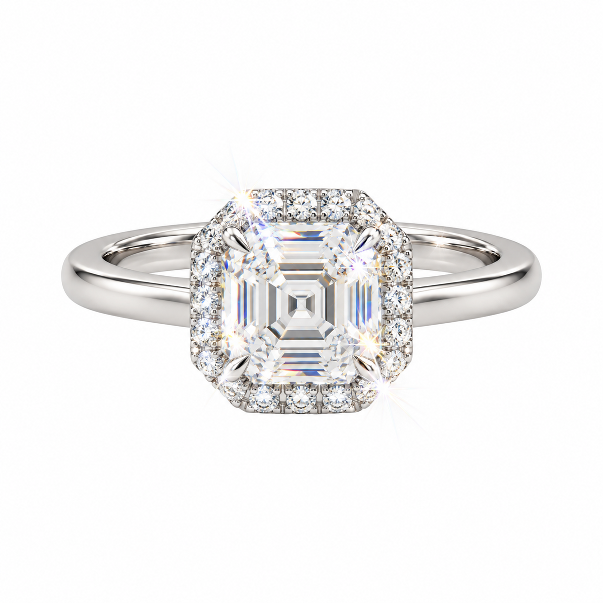 Anillo Asscher con halo