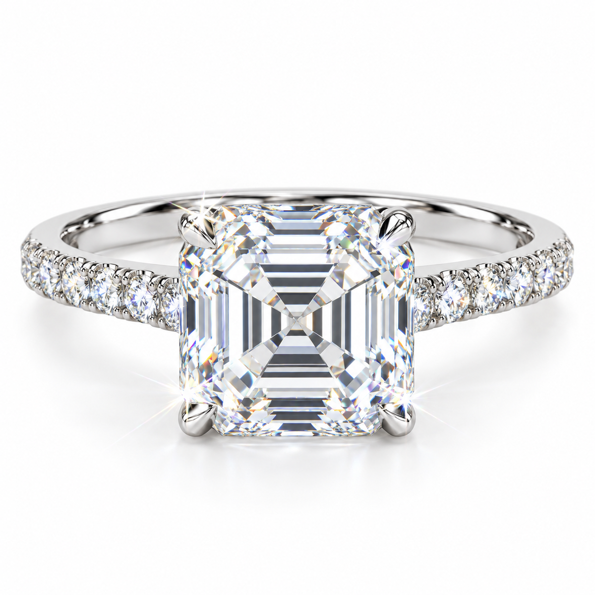 Anillo pavé con diamante Asscher