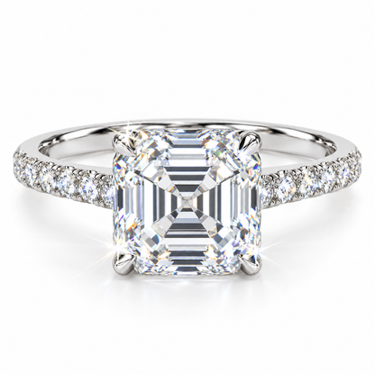 Anillo pavé con diamante Asscher