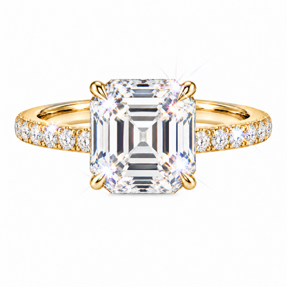 Anillo pavé con diamante Asscher