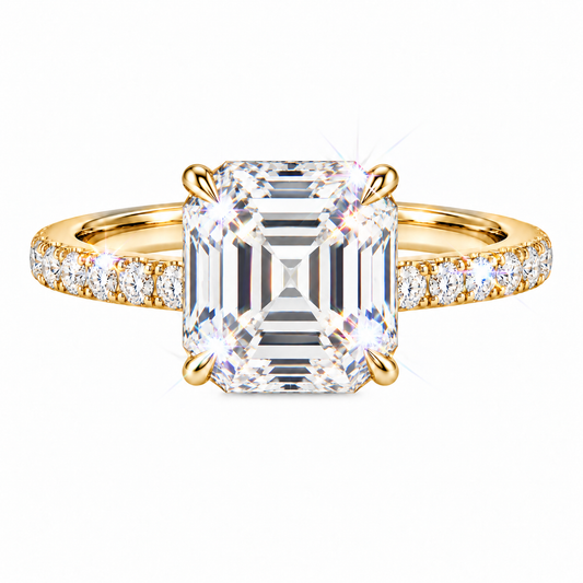 Asscher Diamond pavé ring
