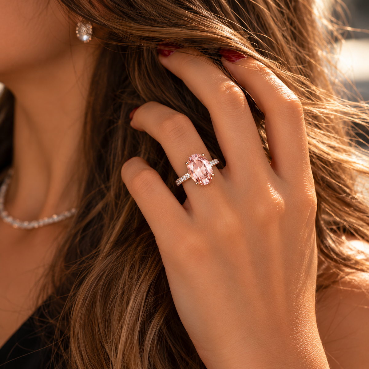 Oval Morganite Pavé Ring