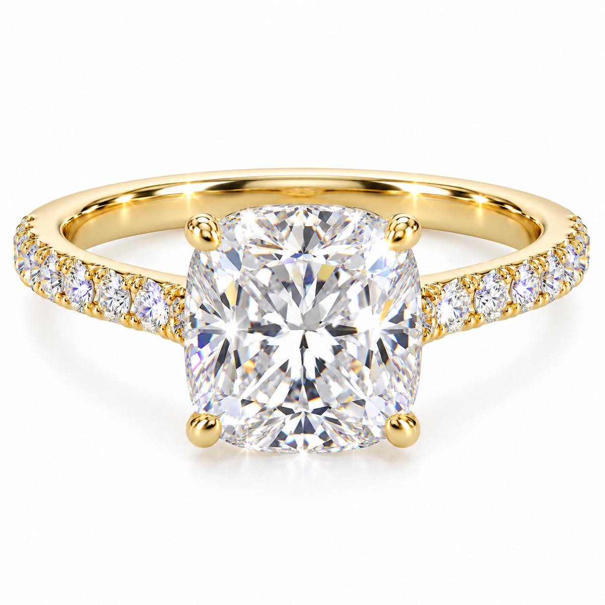 Anillo pavé con diamante talla cojín