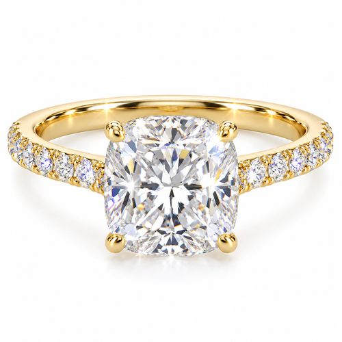 Anillo pavé con diamante talla cojín