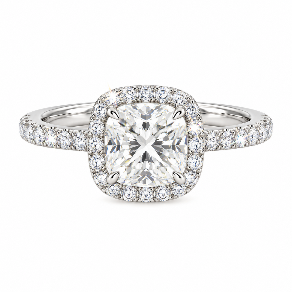 Anillo Pavé Halo Cojín