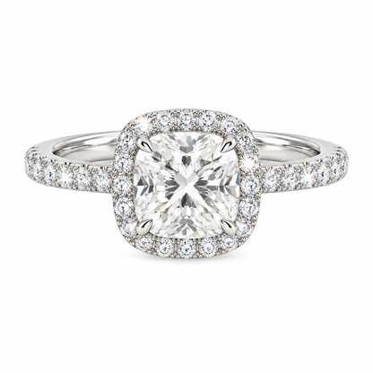 Anillo Pavé Halo Cojín