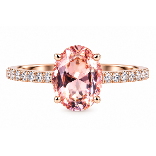oval morganite pave ring