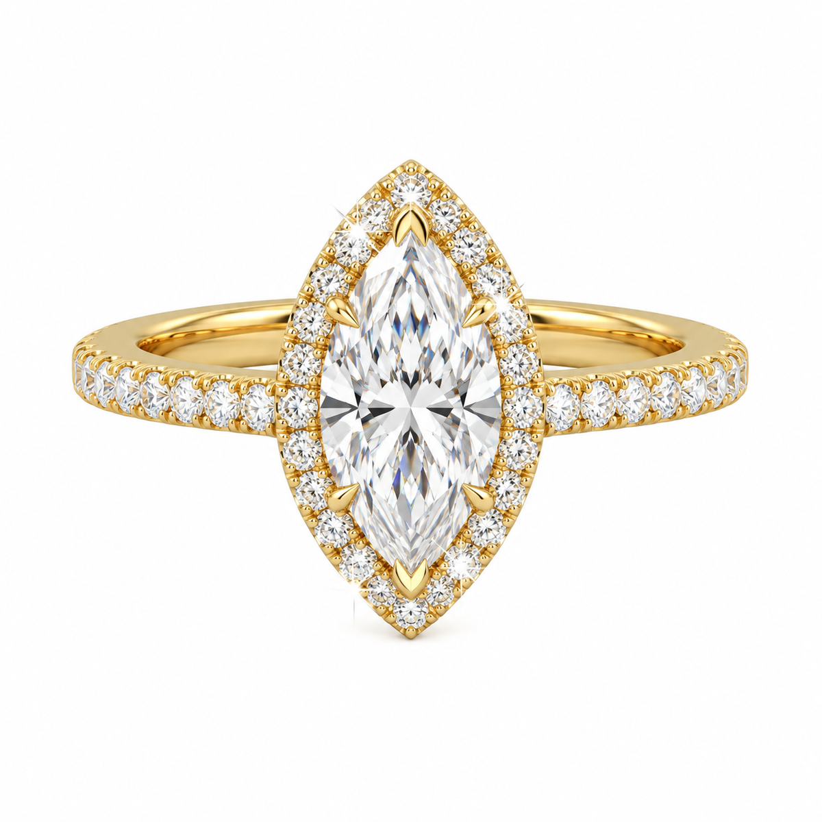 Anillo Marquesa con Halo y Pavé