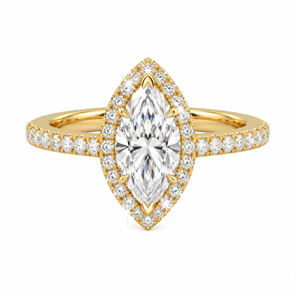 Anillo Marquesa con Halo y Pavé