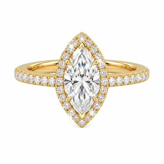 Marquise Halo Pavé Ring
