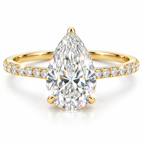 Anillo pavé de diamante talla pera
