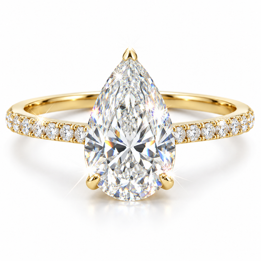 Anillo pavé de diamante talla pera