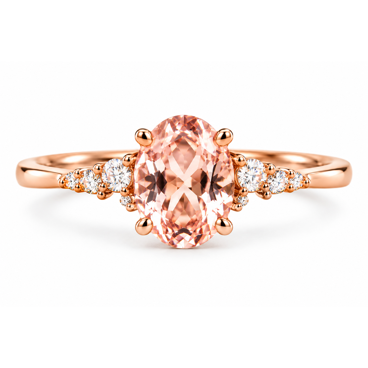 oval morganite ring with diamond accents