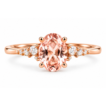 oval morganite ring with diamond accents