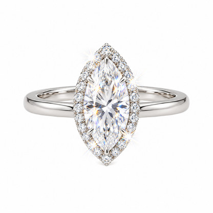 Anillo de compromiso marquesa con halo
