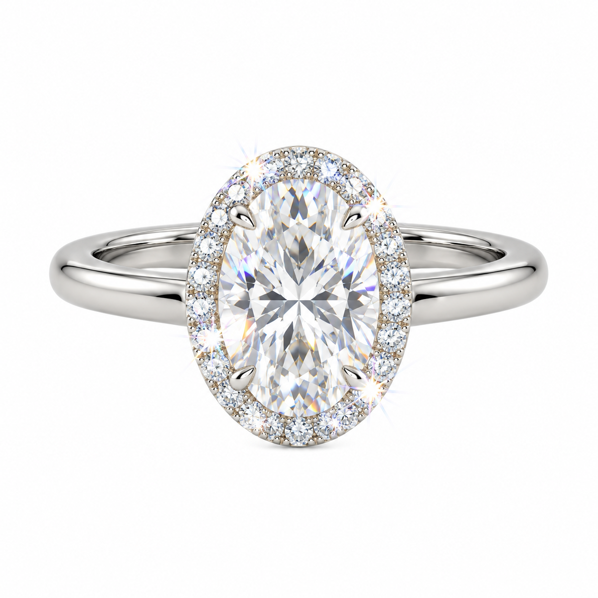 Anillo con halo ovalado