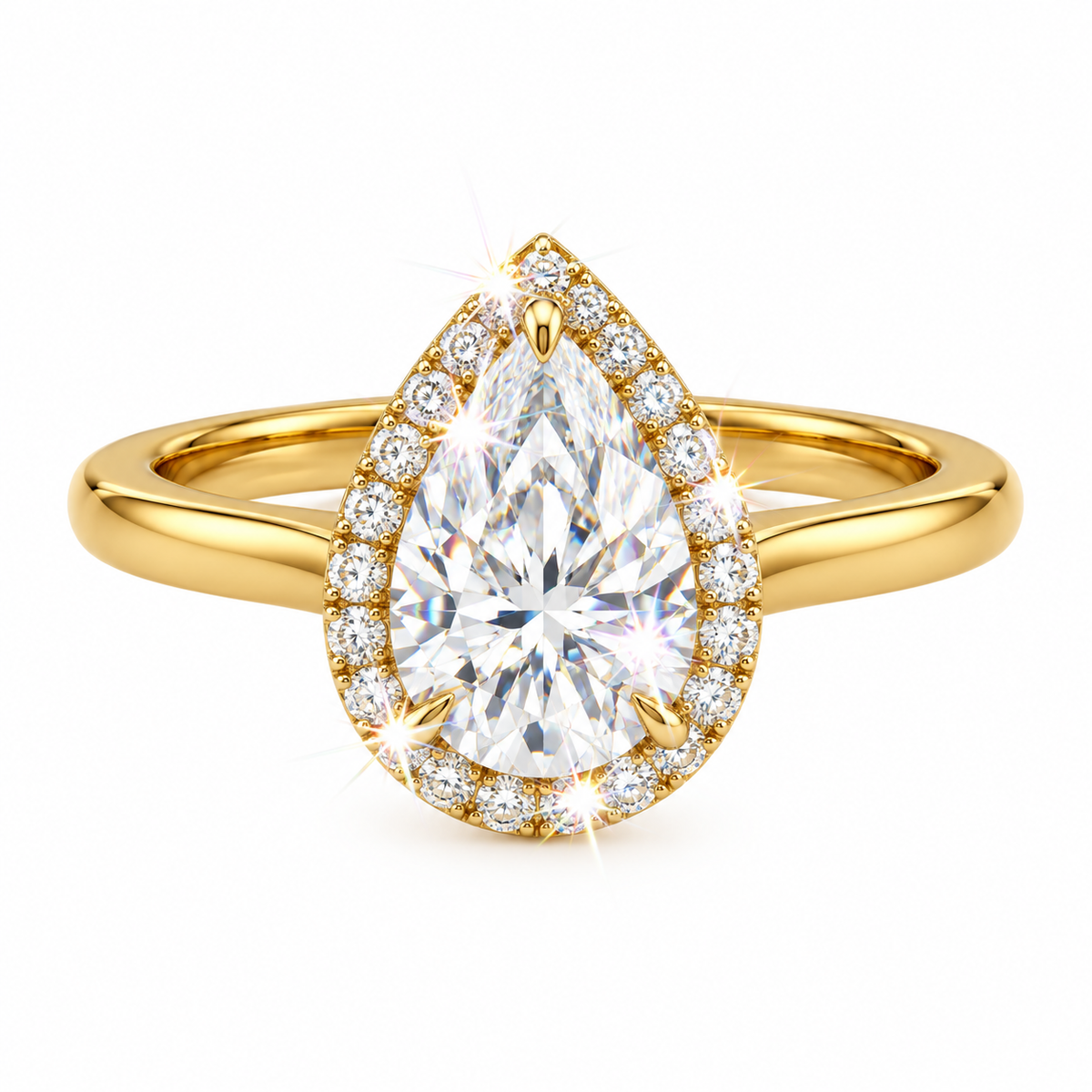Anillo de halo con pera