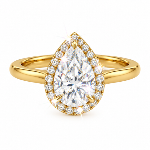 Anillo de halo con pera