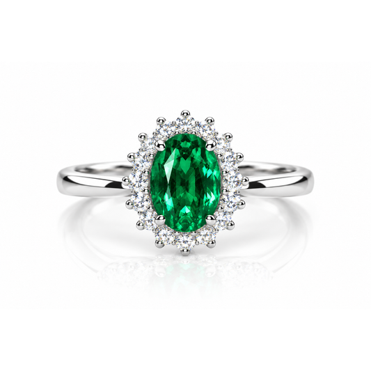 oval emerald halo ring