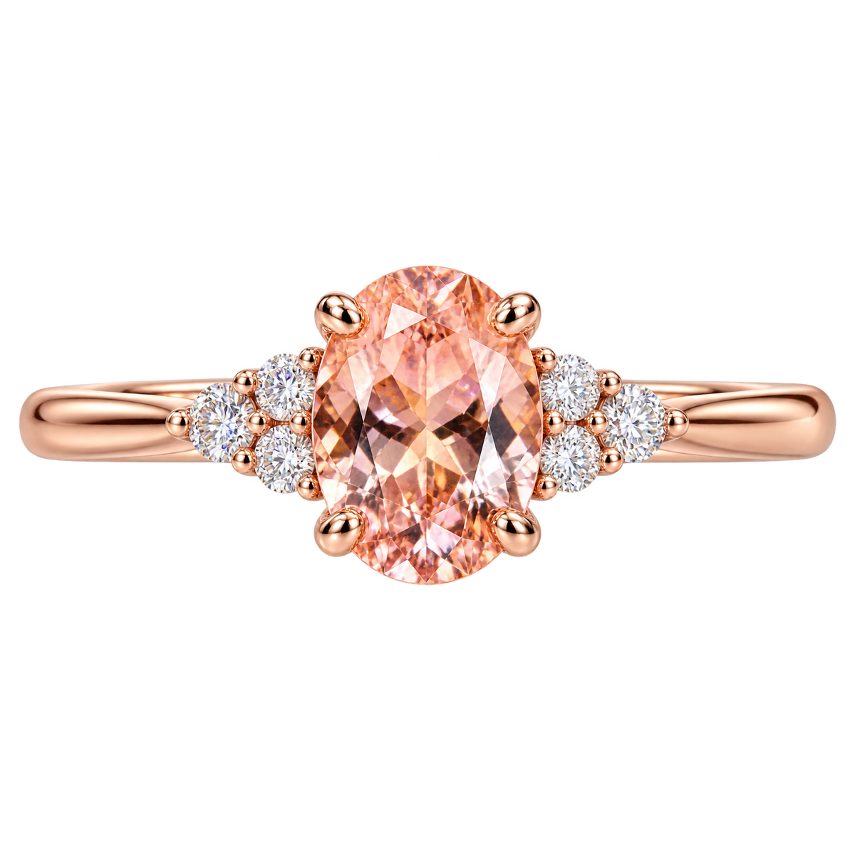 oval morganite ring with side diamonds