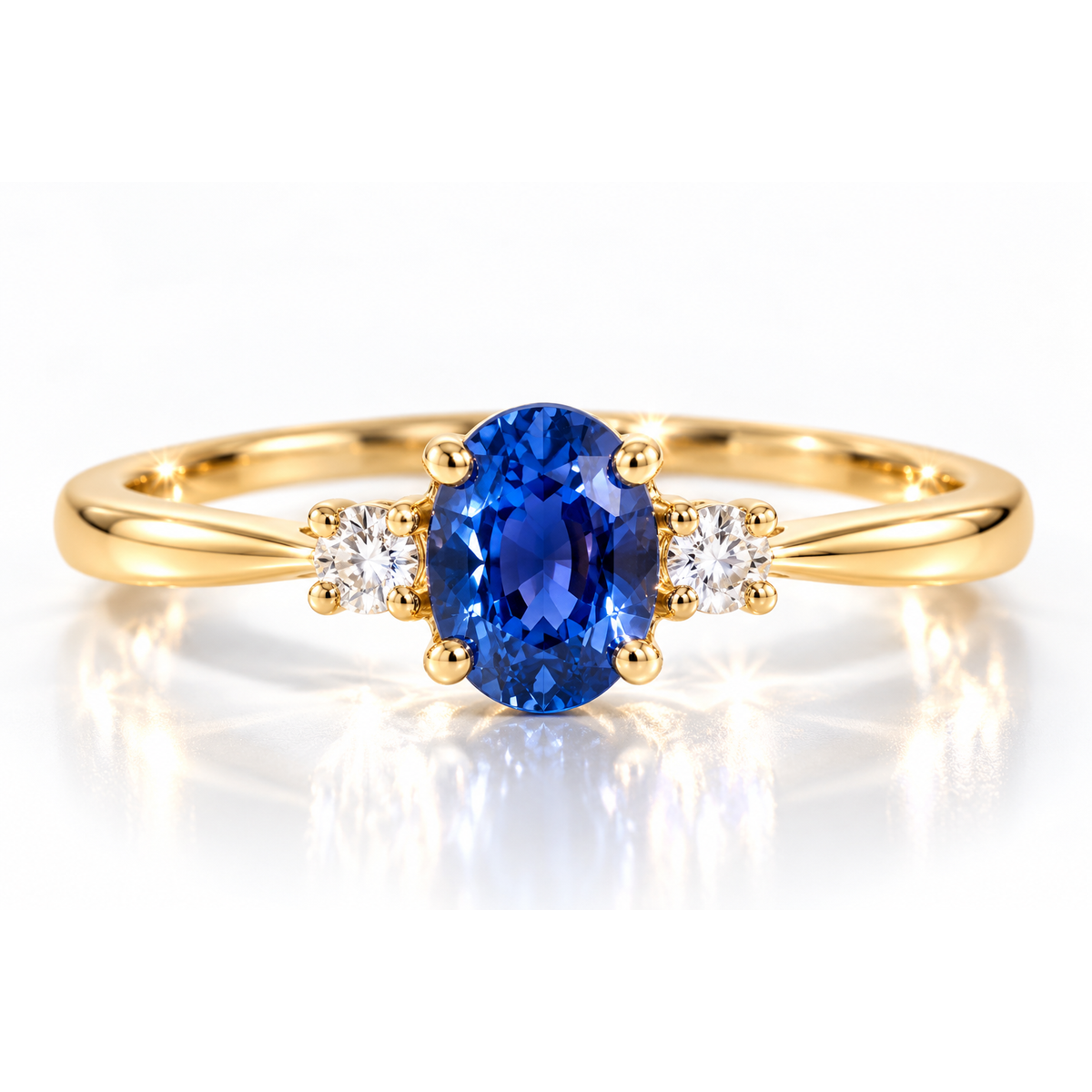 oval sapphire three stone ring