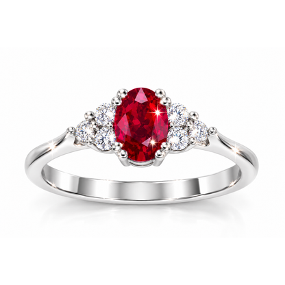 oval ruby cluster ring