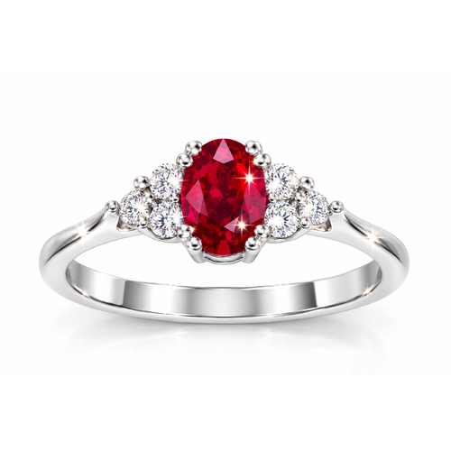 oval ruby cluster ring