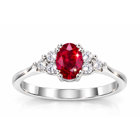 oval ruby cluster ring