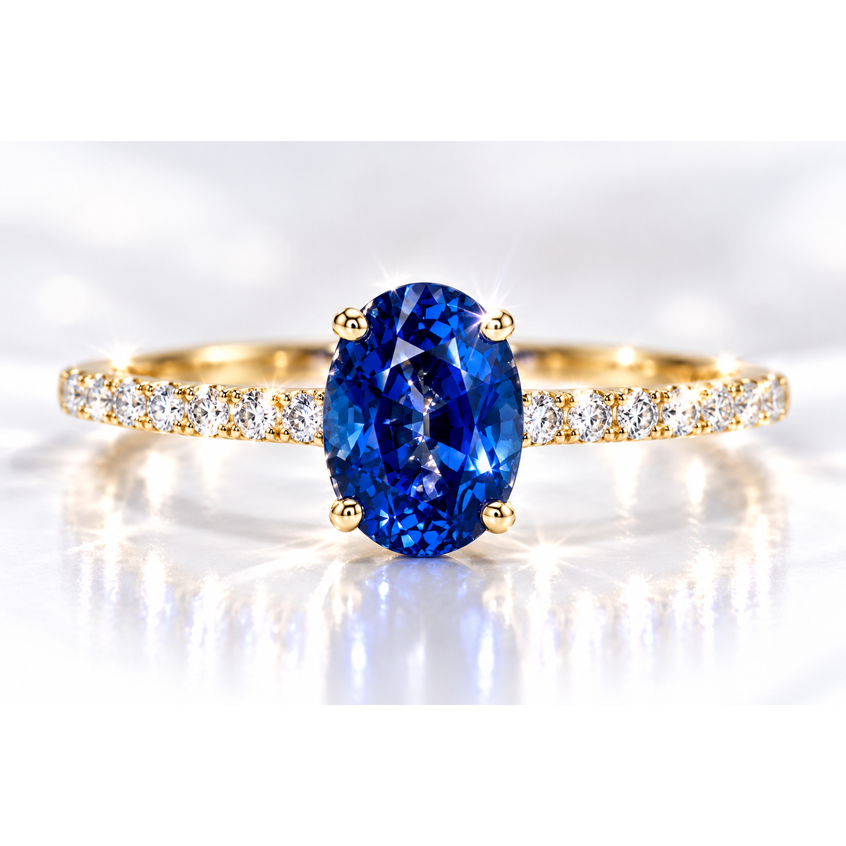 oval sapphire pave ring