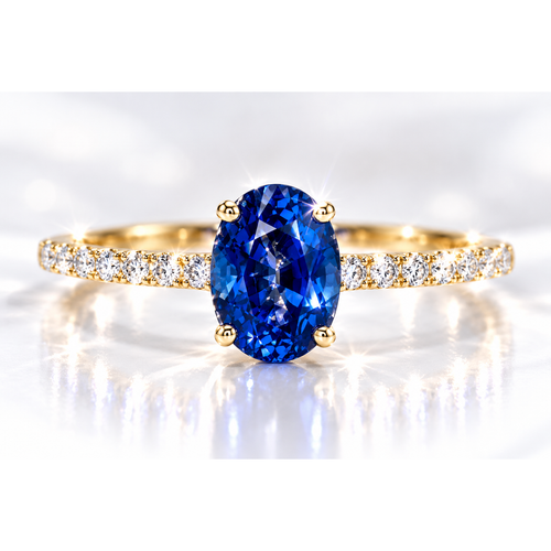 oval sapphire pave ring